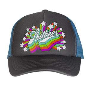 Shooting Stars Retro Trucker Hat - Charcoal/Blue