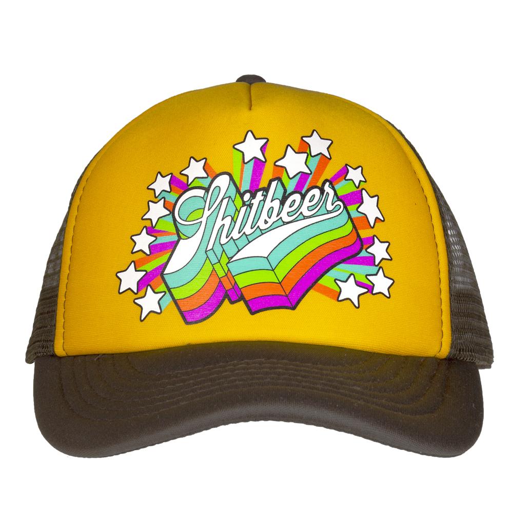 Shooting Stars Retro Trucker Hat - Gold/Brown