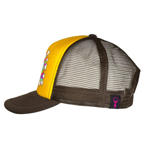 Shooting Stars Retro Trucker Hat - Gold/Brown