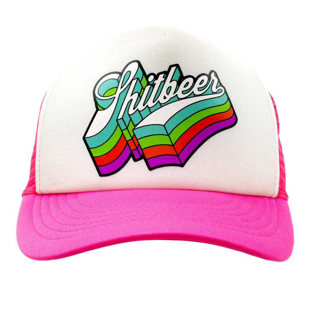 Retro Trucker Foam Hat--White/Pink