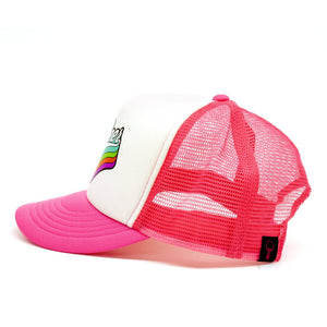 Retro Trucker Foam Hat--White/Pink