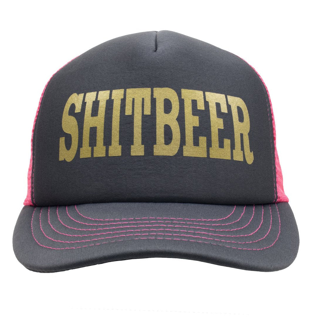 Classic Block Print Foam Trucker - Charcoal/Pink