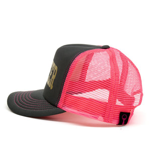 Classic Block Print Foam Trucker - Charcoal/Pink