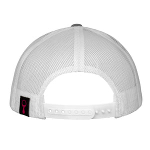 Structured Trucker Hat with Patch - Grey / White