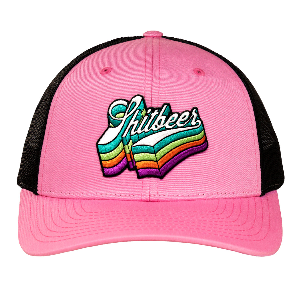 Structured Trucker Hat with Patch - Pink / Black