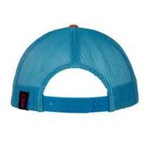 Load image into Gallery viewer, Structured Trucker Hat with Patch - White / Orange / Blue
