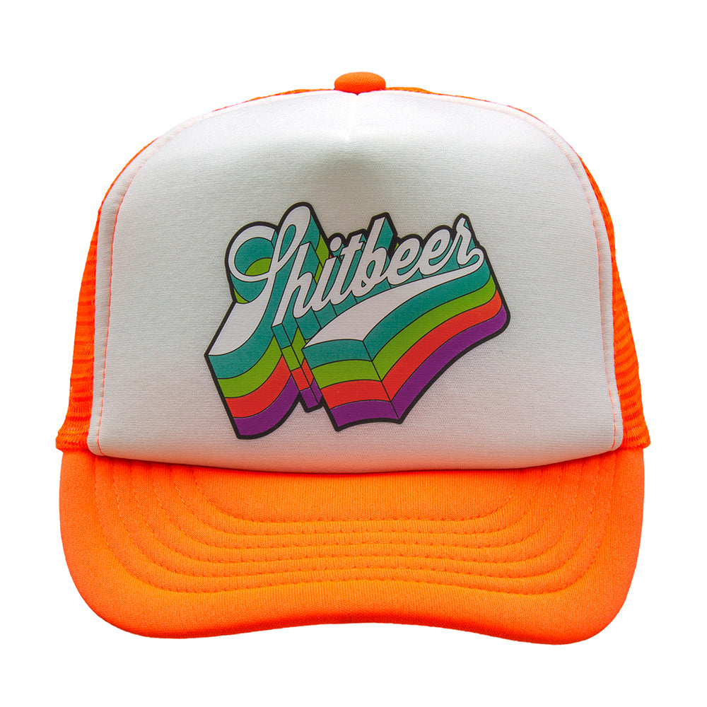 Retro Trucker Foam Hat - White / Neon Orange