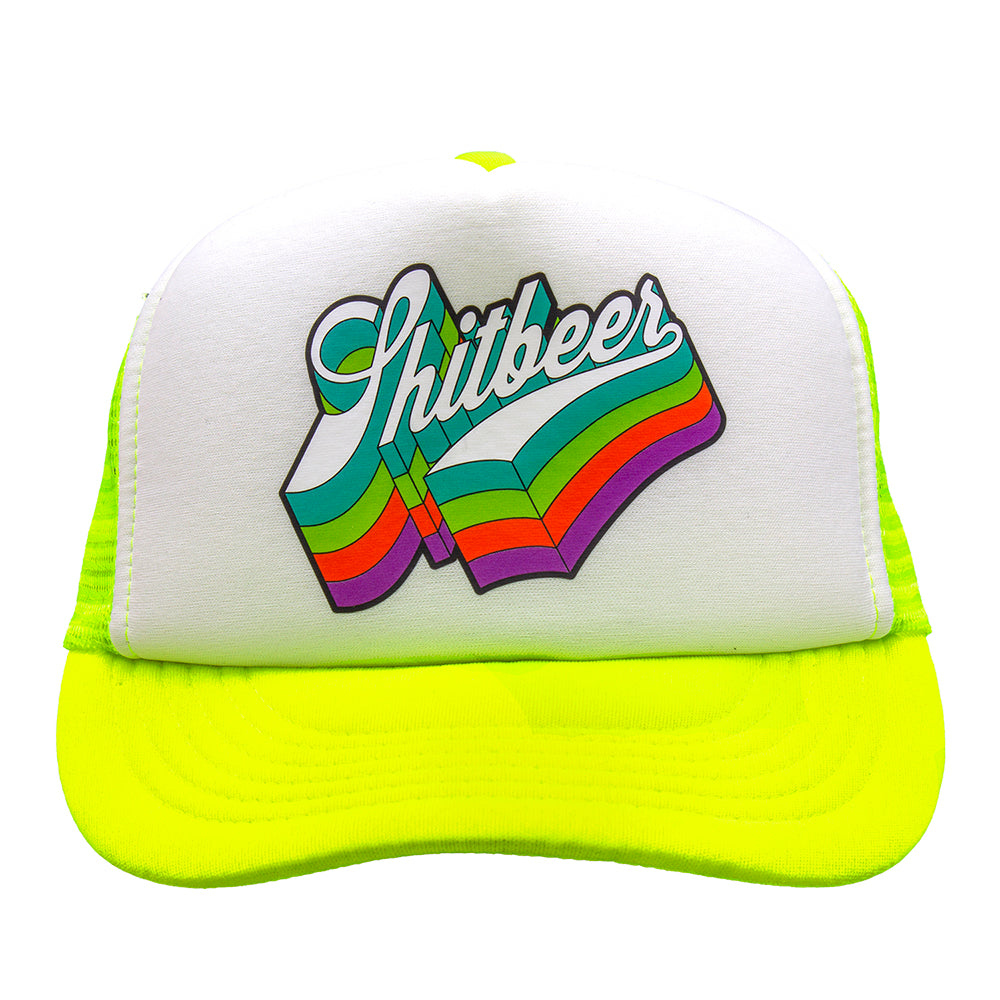 Retro Trucker Foam Hat - White / Neon Yellow