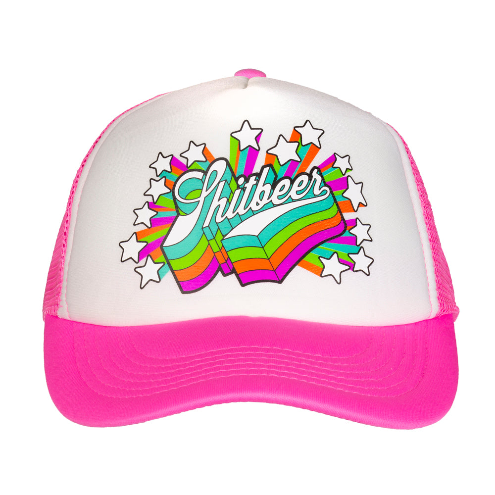 Shooting Stars Retro Trucker Hat - White/Pink