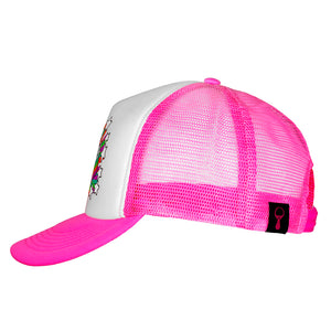 Shooting Stars Retro Trucker Hat - White/Pink